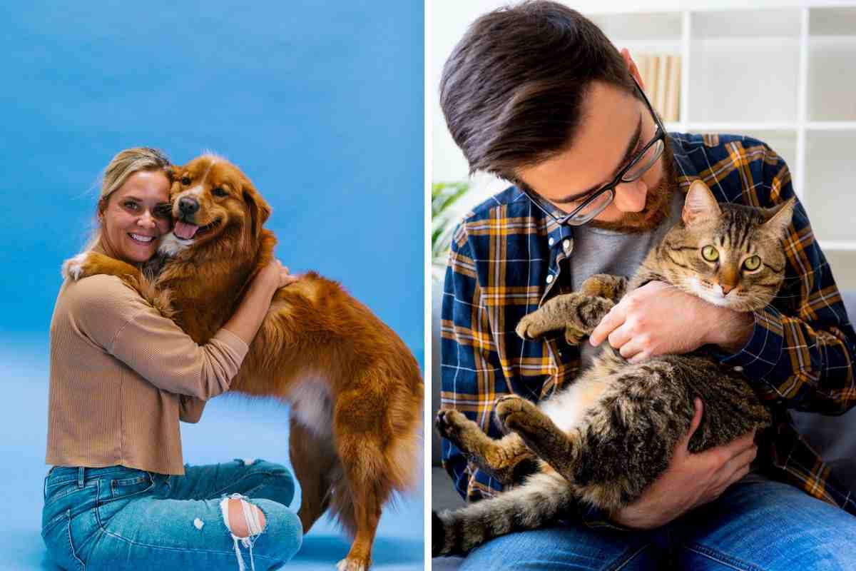 Personalità della donna con il suo cane e personalità dell'uomo con il suo gatto